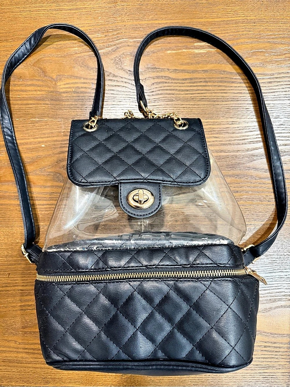 Quilted Clear Backpack in Black